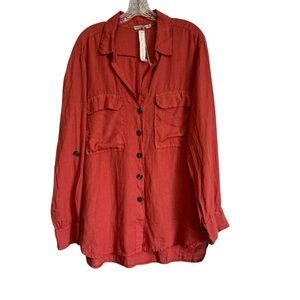 Laura Bianchi Corral 100% Linen Button Up Shirt Top Size XL